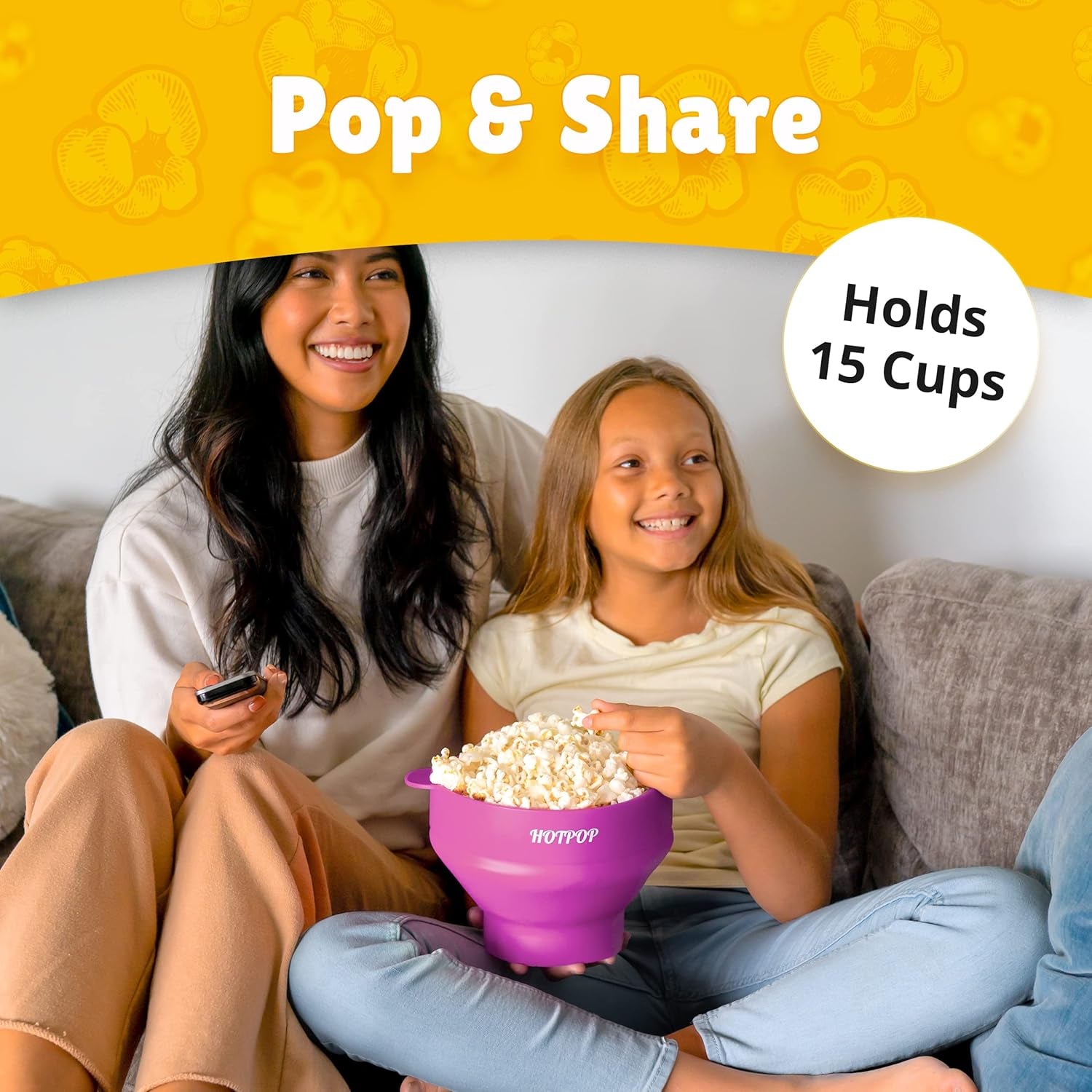 Silicone Microwave Popcorn Popper Bowl - Collapsible, Oil-Free, BPA-Free, Healthy & Yummy Snack Maker