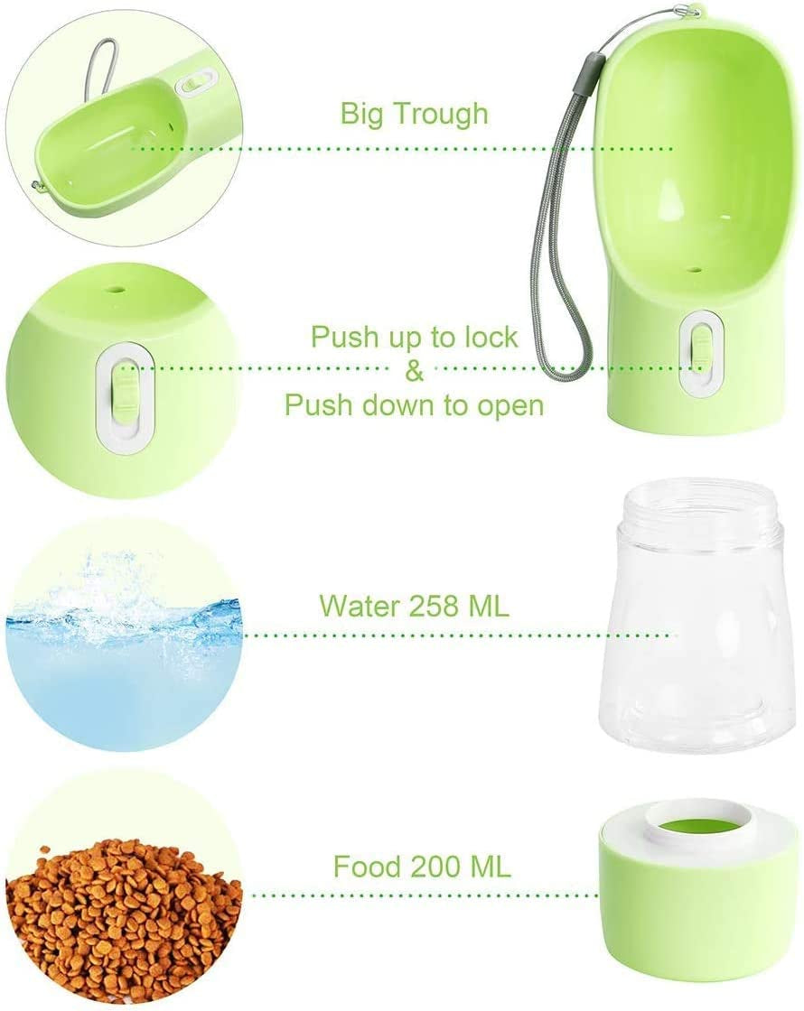 Portable Pet Water Bottle With Food Compartment - Leak Proof 2-in-1 Travel Dispenser for Dogs & Cats