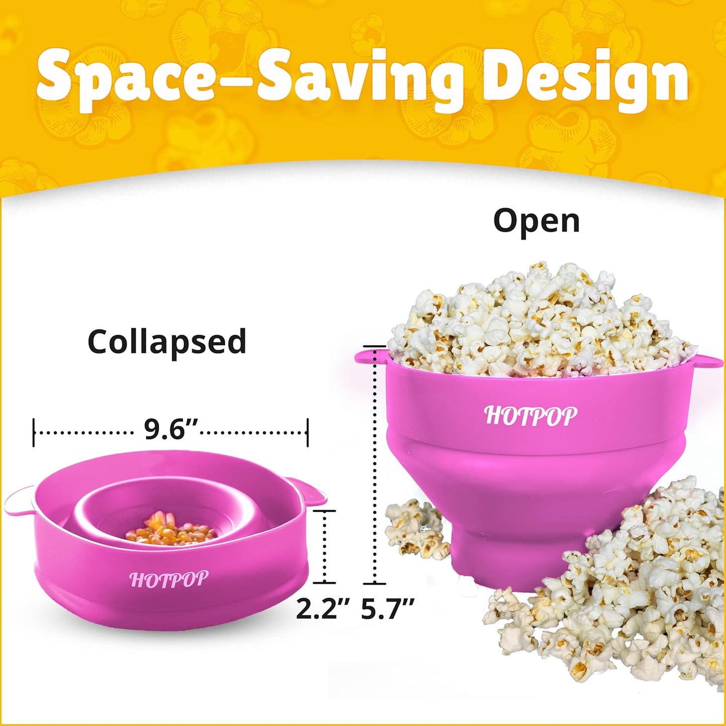 Silicone Microwave Popcorn Popper Bowl - Collapsible, Oil-Free, BPA-Free, Healthy & Yummy Snack Maker