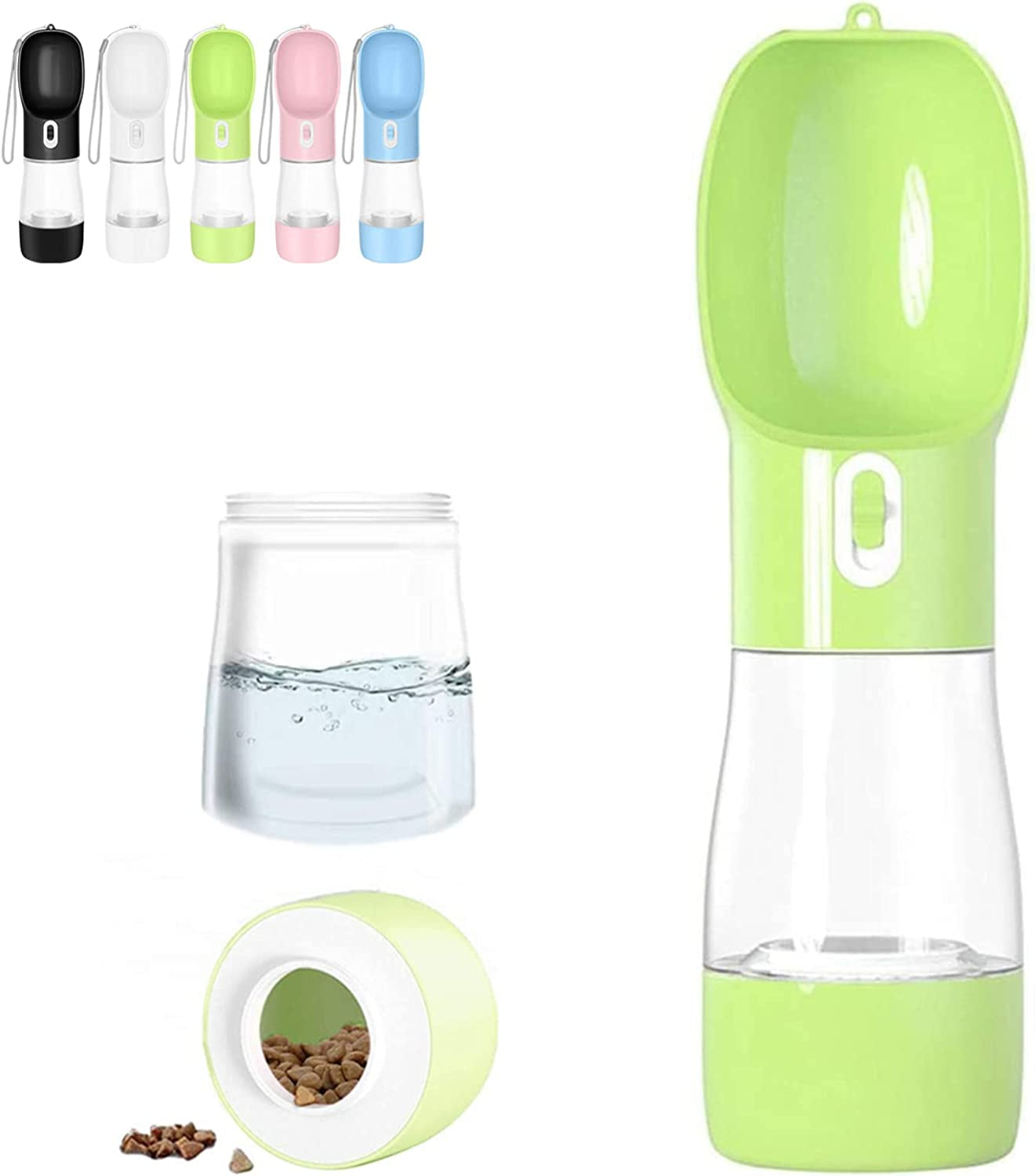 Portable Pet Water Bottle With Food Compartment - Leak Proof 2-in-1 Travel Dispenser for Dogs & Cats