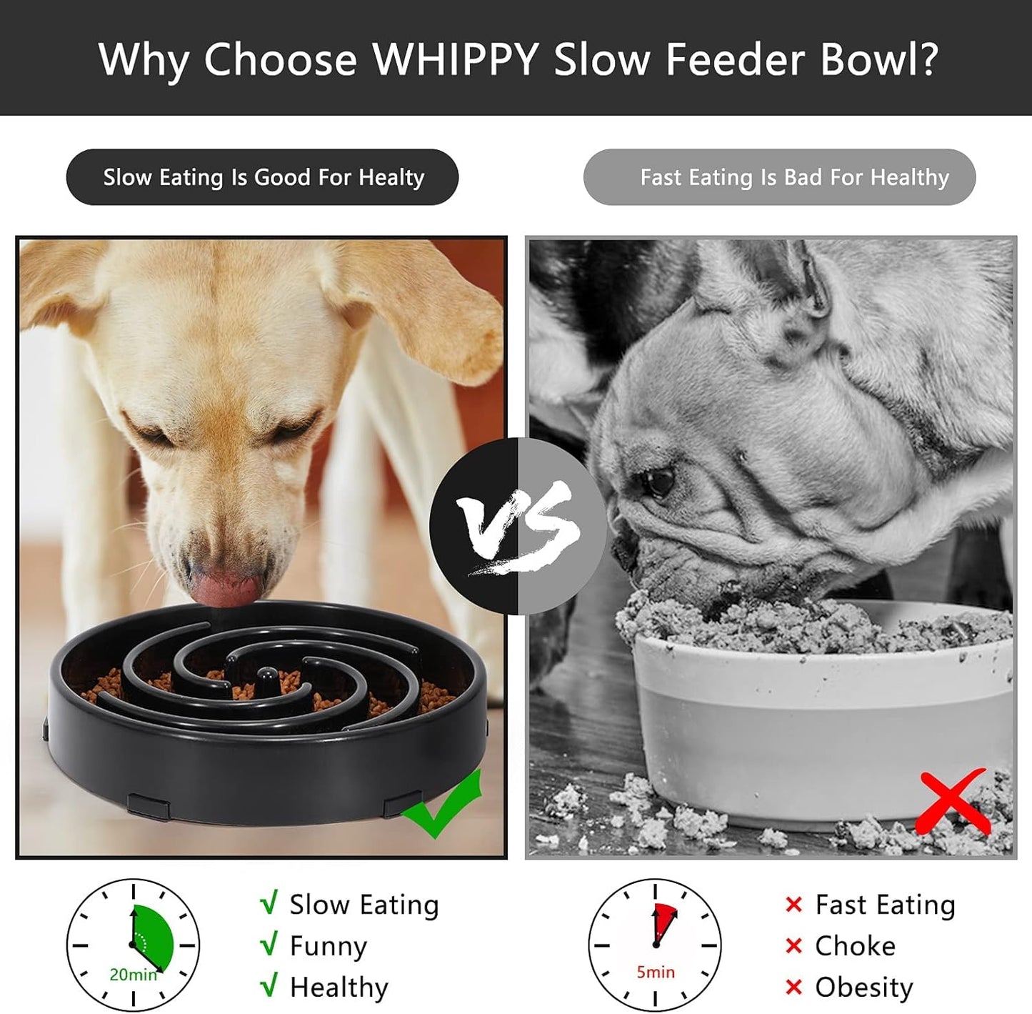Slow Feeder Dog Bowl - Non-Slip Maze Design for Small, Medium & Large Dogs (Promotes Healthy Eating, Prevents Bloatin & Choking, Interactive Puzzle Feeder) 
