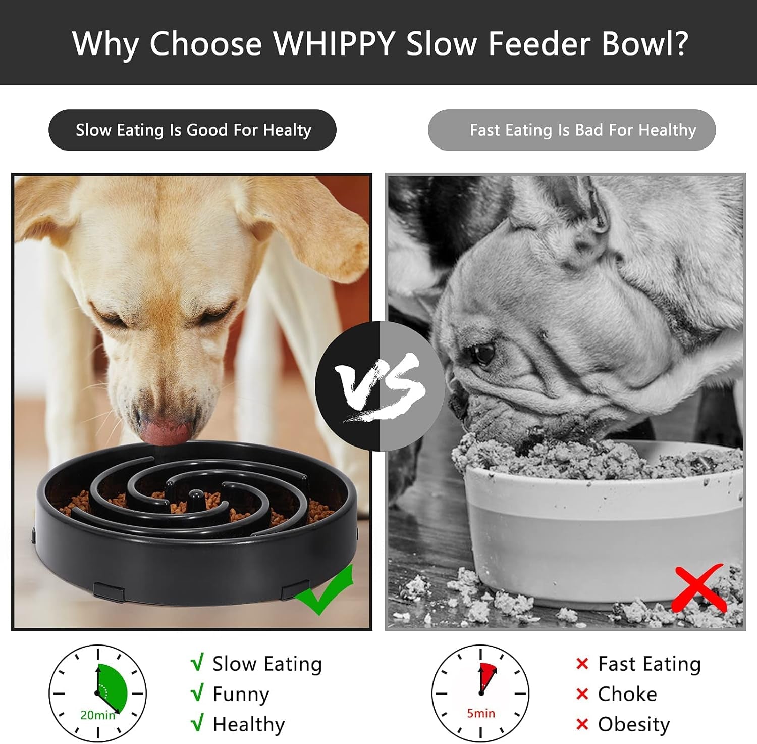 Slow Feeder Dog Bowl - Non-Slip Maze Design for Small, Medium & Large Dogs (Promotes Healthy Eating, Prevents Bloatin & Choking, Interactive Puzzle Feeder) 