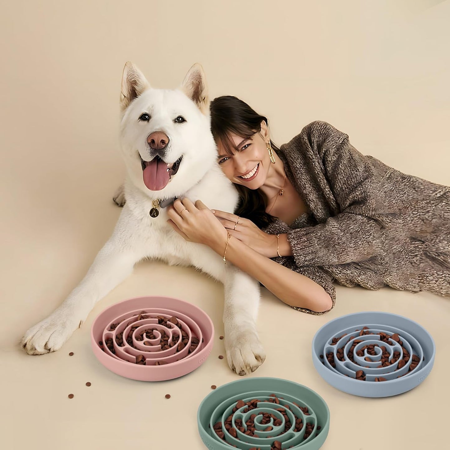 Silicone Slow Feeder Dog Bowl with Suction Cups - Non-Slip, Anti-Bloat & Anxiety-Reducing Puzzle Feeder for All Breeds 