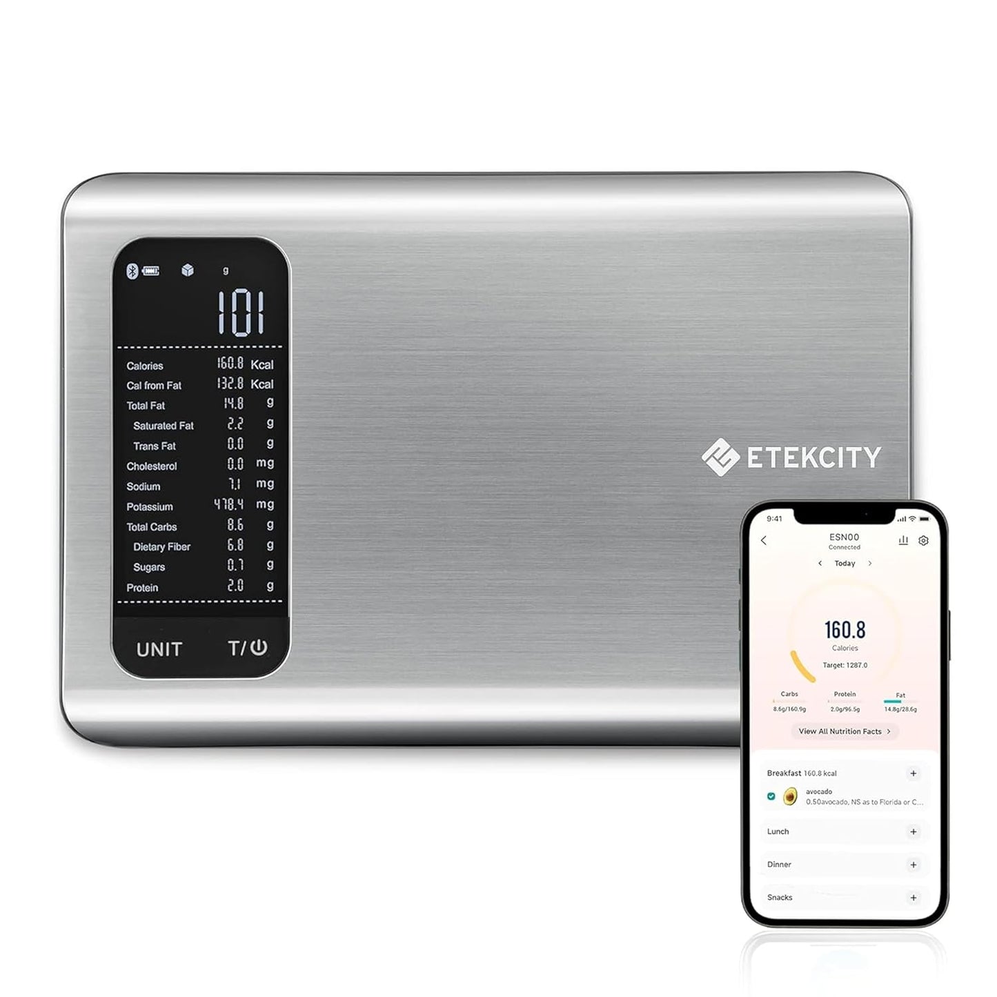 Digital Food Kitchen Scale for Weight Loss, Meal Prep and Cooking - Accurate & Easy to Use, Large Matte Black