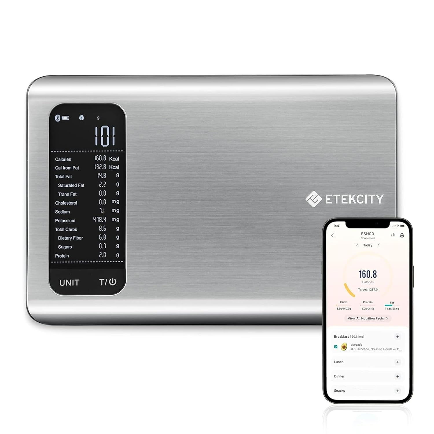 Digital Food Kitchen Scale for Weight Loss, Meal Prep and Cooking - Accurate & Easy to Use, Large Matte Black