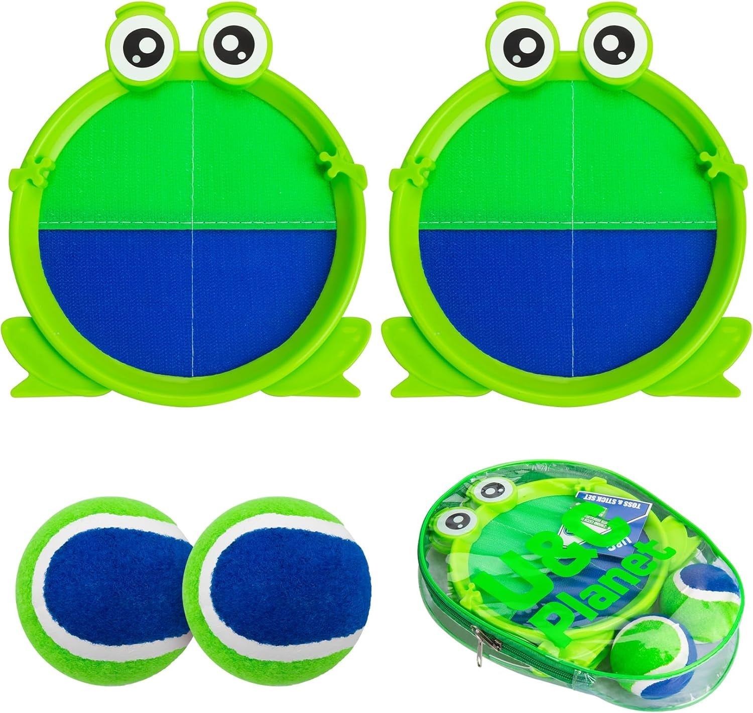 Upgraded Toss & Catch Ball Game Set - Indoor & Outdoor Fun Toy for Kids, Family & Friends (Includes 2 Paddles & 2 Sticky Balls)