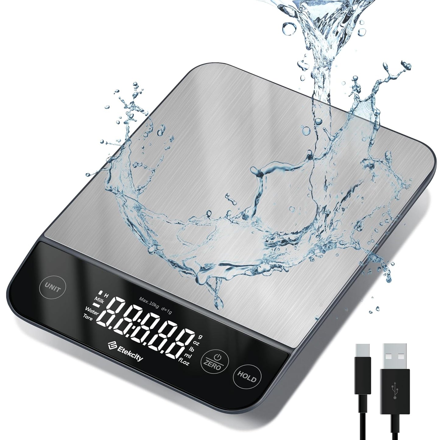 Digital Food Kitchen Scale for Weight Loss, Meal Prep and Cooking - Accurate & Easy to Use, Large Matte Black
