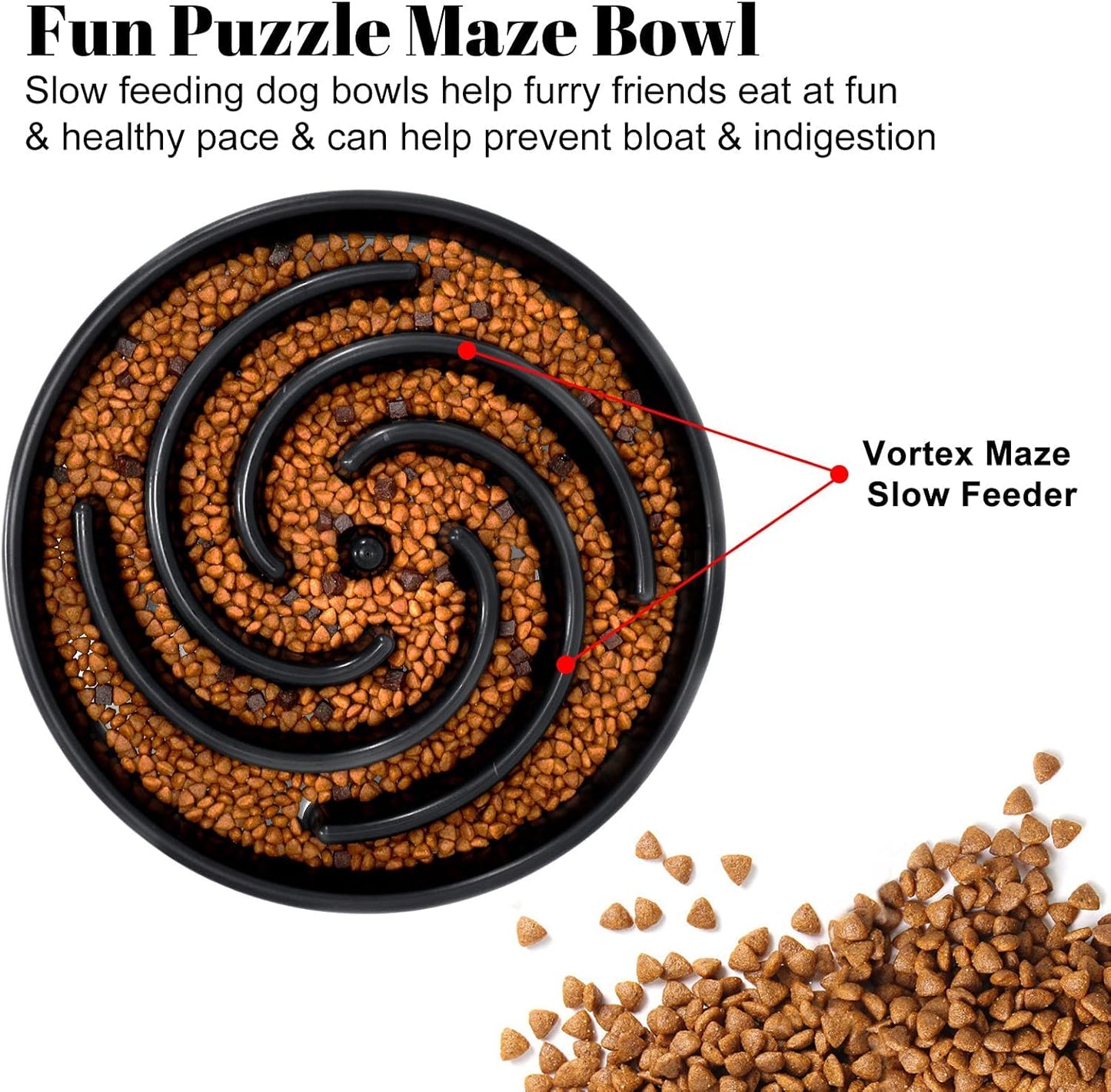 Slow Feeder Dog Bowl - Non-Slip Maze Design for Small, Medium & Large Dogs (Promotes Healthy Eating, Prevents Bloatin & Choking, Interactive Puzzle Feeder) 