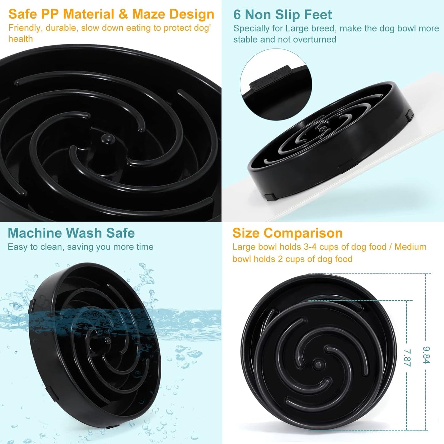 Slow Feeder Dog Bowl - Non-Slip Maze Design for Small, Medium & Large Dogs (Promotes Healthy Eating, Prevents Bloatin & Choking, Interactive Puzzle Feeder) 