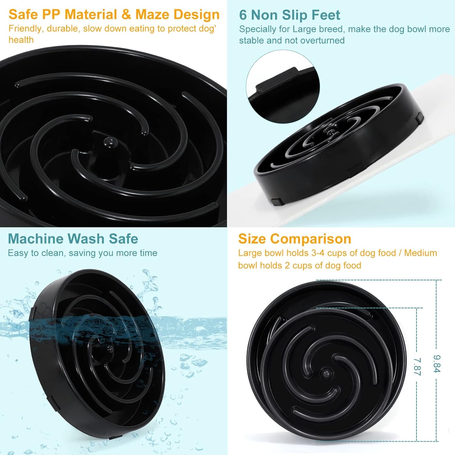 Slow Feeder Dog Bowl - Non-Slip Maze Design for Small, Medium & Large Dogs (Promotes Healthy Eating, Prevents Bloatin & Choking, Interactive Puzzle Feeder) 