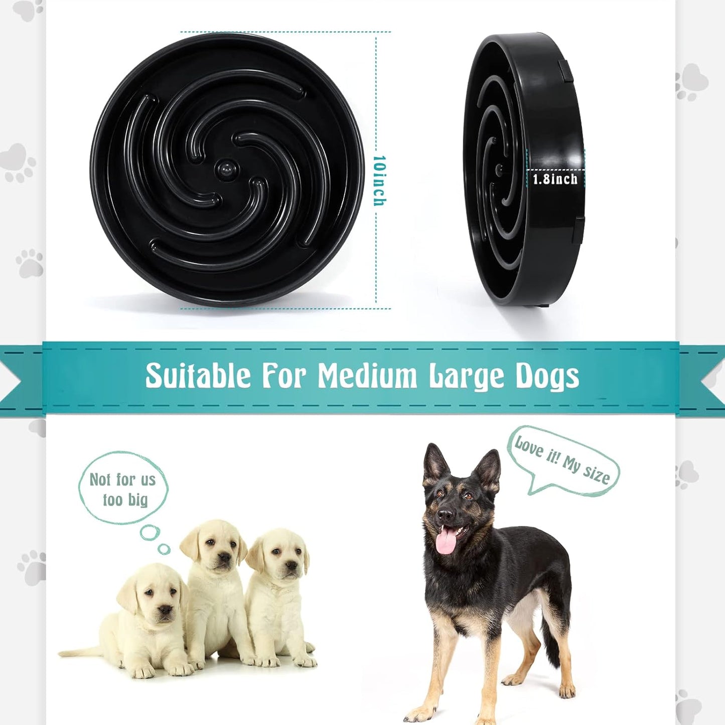 Slow Feeder Dog Bowl - Non-Slip Maze Design for Small, Medium & Large Dogs (Promotes Healthy Eating, Prevents Bloatin & Choking, Interactive Puzzle Feeder) 