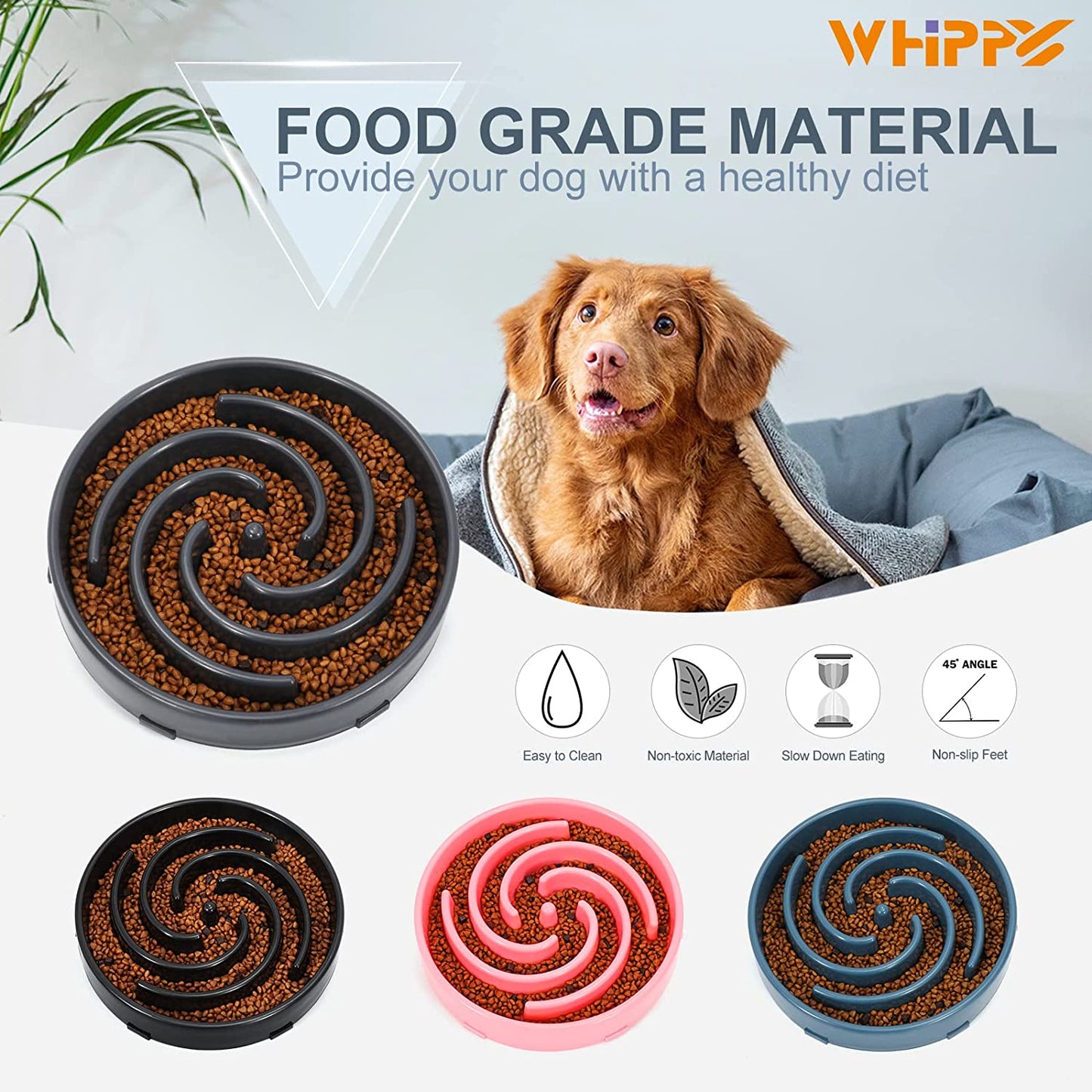 Slow Feeder Dog Bowl - Non-Slip Maze Design for Small, Medium & Large Dogs (Promotes Healthy Eating, Prevents Bloatin & Choking, Interactive Puzzle Feeder) 